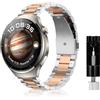 SeNool 22mm Metallo Cinturino per Huawei Watch GT 7/GT 7 Pro/GT 6 Pro(46mm) | per Huawei Watch GT 6/GT 5/GT 5 Pro 46mm, Huawei Watch 5/4 (46mm), Acciaio Inossidabile 22mm Cinturini, Argento Oro Rosa
