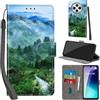 PHINIENLAND Cover per Xiaomi Redmi 14C / 14R / A3 Pro custodia portafoglio Foresta | 3 scomparti carte, 1 tasca banconote, Chiusura magnetica, Supporto, Pelle PU flip cover per Xiaomi Poco M7 / C75