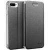 doupi Deluxe FlipCase per iPhone 8 Plus / 7 Plus (5,5 Pollici), Protezione Custodia Ultra Slim Magnete Flip Cover Protettiva Book Style Etui Stare in Piedi, Nero