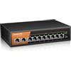 keepLiNK Switch Poe 8 Porte, Switch Ethernet Gigabit con 8 Porte Poe + 120 Watt, 2 Porte Gigabit Uplink, IEEE-802.3af / at, Configurazione Semplice, Senza Ventola