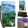 PHINIENLAND Cover per Samsung Galaxy A22 5G Case PU Pelle Custodia [Kickstand] [Chiusura magnetica] [Slot per Schede], Portafoglio Flip Custodia per Samsung A22 5G,Foresta