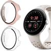 KUSINHOKA Cover per Google Pixel Watch 3 41mm, [2 Pezzi] Custodia Protezione con Vetro Temperato, Schermo Protettiva Ultra Sottile HD Clear PC Rigida Cover per Pixel Watch 3, Rosa + Trasparente