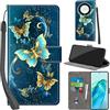 PHINIENLAND Cover per Honor X9A 5G / Honor Magic5 Lite Case PU Pelle Custodia [Kickstand] [Chiusura magnetica] [Slot per Schede], Portafoglio Flip Custodia per Honor X40 5G,Farfalla verde