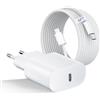 WeaxiTex Caricabatterie ricarica rapida per phone 16/16 Pro/16Pro Max/16 Plus/15/15 Pro/15Pro Max/15 Plus/per Pad Pro/Air, 30W USB C,adattatore CA con cavo da 6FT