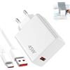 Seefey 45W Caricabatterie con cavo USB C per Xiaomi Redmi Note 14 Pro 5G, adattatore di ricarica rapida Super Turbo Charge 6A, alimentatore USB, cavo di ricarica tipo C per Xiaomi Poco X7 M7 Pro M6 Mi Pad 7