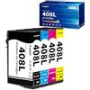 Zoyood 408L 408 Cartucce Compatibili per Epson 408XL 408 L Cartuccia per Workforce Pro WF-C4310DW WF-C4810DTWF WF-C4310 WF-C4810 WFC4310 WFC4810 Stampante (4 Pezzi, Nero Ciano Magenta Giallo)