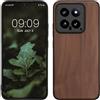 kwmobile Custodia Compatibile con Xiaomi 14 5G Cover - Protezione in Legno per Smartphone - Back Case con Bumper in Silicone TPU - marrone legna
