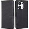 RankOne Cover per OPPO Reno8 Pro 5G (6.7 Inches), Custodia Flip Pelle Portafoglio, Magnetica Libro Bumper Cover Case - Nero