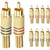 Oiyagai 10 Pezzi Connettore RCA Stereo con Molla Placcato Oro per Riparazione Cavi Altoparlanti (5 Rossi + 5 Neri)