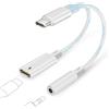 Esiposs Adattatore USB C Jack 3.5 mm, 2 in 1 Adattatore Jack USB C e Ricarica Microfono USBC Aux Adapter Type-C a Cuffie Audio Compatibile con i Phone 17 16 15 i Pad Samsung S24, Bianco