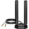 Nelawya Tri Band WiFi 6E Antenna 8dBi 2,4/5,8/6 GHz con Base Magnetica RP-SMA Maschio - Compatibile con Router WiFi, Bluetooth e Telecamera di Sicurezza