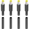 PATIKIL 6.0x4.4mm CC Maschio Terminali Alimentazione Spina 4 Pacco Fai da Te CC Barile Connettore Sostituzione con Tubo Termorestringente Giallo