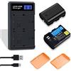 NATNO Confezione da 2 batterie LP-E6NH LP-E6 con doppio caricabatterie USB C, compatibili con Canon EOS 5D Mark IV, EOS 5D Mark II, EOS 5D Mark III, 7D Mark II, 7D Mark III, EOS 5DS, EOS 6D, EOS 7D, EOS 70D
