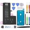 OnlyTech Batteria di ricambio premium per iPhone XS - 2658 mAh, identico all'originale, kit 12 strumenti professionali e adesivo schermo inclusi