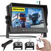 Fuluku Telecamera Posteriore Digitale Senza Fili Set con 9'' HD Monitor, 2 Grandangolo Impermeabile Visione Notturna Telecamera Targa, per 12V 24V Auto/Camion/Auto/Pickup/SUV/Furgone/Camper
