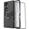 ESTH® Custodia per Honor 70 con 2 Pezzi Pellicola Protettiva, 360° Rotante Staffa [Compatibile con Supporto Magnetico per Auto], Cover Paraurti PC+TPU, Nero