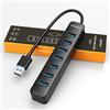 iDsonix Hub porte USB a 7 porte Sdoppiatore USB 3.0 multiple, Ciabatta USB multipresa, 5 Gbps Multiorta Adattatore Moltiolicatore Duplicatore Splitter per Macbook air, laptop, iMac, Surface Pro