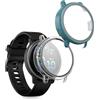 kwmobile 2x Custodia Rigida Smartwatch Compatibile con Garmin vivoactive 6 (42mm) / Active 6 Cover - Case Vetro Temperato Orologio Fitness - trasparente/verde