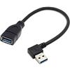 xiwai Cavo di prolunga USB 3.0 tipo A maschio a USB 3.0 tipo A femmina, 20 cm, 5 Gbps, 90 gradi Nero Left angled
