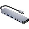 YMY Adattatore USB C per MacBook, 6 in 1 USB Type-C a 4K HDMI Multiport Hub compatibile con laptop di tipo C come MacBook Pro, Dell XPS, Chromebook Pixel