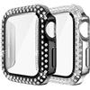 Yolovie (2 pezzi) Compatibile per Apple Watch Custodia da 40mm per SE Series 6 5 4 Custodia con Protezione per schermo in vetro Temperato di copertura Bling per iWatch (40mm Nero/Argento）
