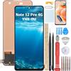 YHX-OU 6.67 Nero Schermo per Xiaomi Redmi Note 12 PRO 4G ‎2209116AG LCD Display Touch Screen Digitizer Ricambio Assembly + Strumento di Installazione + Vetro temperato