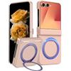 Nekiyo Tech Compatible with Samsung Galaxy Z Flip 7 Custodia con Supporto ad Anello, Protezione Cerniera, Protezione Schermo, Ricarica Wireless Resistente agli Urti Copertura Robusta - Rosa
