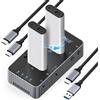 ORICO M.2 Docking Station Clone SSD NVMe, Dual Bay 40Gbps M.2 NVMe Docking Station with Cooling Fan, Supports Offline Cloning, Compatible with NVMe SSD 2230/2242/2260/2280-IT28N