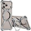 IMIRST Custodia per iPhone 17 Pro Max, Senza Bordi Metallo [Protezione Anticaduta livello Militare] [Supporto Magnetico Rotante] Custodia per iPhone 17 Pro Max. THJ Argento