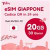 TSIM eSIM giapponese per 30 giorni | Codice QR eSIM inviato via email entro 24 ore dalla spedizione | 20GB di dati 4G/5G/LTE | Tethering/Hotspot incluso | Assistenza 24/6 | Solo dati, nessuna voce