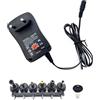 JZK 3 V, 4,5 V, 5 V, 6 V, 7,5 V, 9 V, 12 V, tensione di uscita regolabile, 30 W, adattatore AC con 6 punte adattatori, caricatore universale con porta USB per elettronica domestica