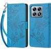 KENHONER Compatibile Cover con Xiaomi 14T Pro,Premium Pelle PU Portafoglio Flip Libro Custodia Cover per Xiaomi 14T Pro [Protezione Completa] (Blu Farfalla)