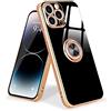Urarssa Cover Compatibile con iPhone 14 Pro Custodia Ultra Sottile Morbida TPU Silicone Custodia con 360° Regolabile Anello Magnetica Supporto Ring Cover per iPhone 14 Pro Nero