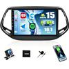 SIXWIN [4+64G]SIXWIN Autoradio Android 13 con CarPlay/Android Auto/Mirror Link per Jeep Compass 2017-2019,10.1 Pollici HD TouchScreen Schermo Navigatore WiFi Bluetooth 5.0 FM/RDS 32EQ+AHD Retrocamera