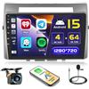 Hikity 4+64GB Android 15 Autoradio per Toyota Corolla Verso AR10 2004-2009 con Wireless Carplay Android Auto, 9 Pollici Touch Screen con Navigatore GPS Bluetooth WiFi FM/RDS Retrocamera