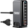 RUIZHI Caricatore Usb Da 500 W, 8 Porte Usb, Ricarica Rapida Per Macbook Pro/Air,Ipad Pro/Air,Sumsung, Nero