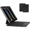 Sazfli Custodia Tastiera per iPad Pro 11 Pollici (M5/M4 2025/2024) - QWERTZ Magic Keyboard Tedesca con Trackpad, Retroilluminazione, Tasti funzione, Custodia Magnetica, Nero Grigio