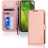 TECHGEAR Pixel 8a - Custodia a portafoglio in pelle PU con chiusura magnetica per Google Pixel 8a, blocco RFID, supporto e cinturino da polso, in pelle PU color oro rosa con chiusura magnetica