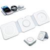 Witfoam Caricatore Wireless 3 in 1 Pieghevole per Phone 16/15/14/13/12 Pro Max, Smartwatch 10/9/8/7/6/5/SE e Auricolari Bluetooth, Base di Ricarica Magnetica con Carica Rapida e Adattatore USB-C