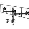 IMtKotW supporto per monitor 3 monitor per schermo piatto e curvo da 17-27 pollici, vesa 75 x 75 100 x 100 supporto da scrivania per 3 monitor, 7 kg/braccio, 2 metodi di installazione.