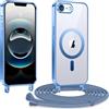 Kokio Cover Magnetica per iPhone 16e Case avec Cordino,Compatibile con MagSafe, Trasparente Morbido Custodia Paraurti Antiurto, Resistente all'us, Antigraffio, Blu