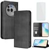OUEAYIEN Cover per Nothing Phone 3a Pro 5G Custodia a Libro con Vetro Temperato Blocco RFID Antiurto Pelle Portafoglio Porta Carte Supporto Stand Vintage Flip Custodia per Nothing 3aPro Nero
