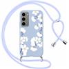 Foonary Cover con Cordino per Samsung Galaxy S23+ 5G 6,6, Custodia con Laccio Collana Tracolla Aesthetic Disegni Morbido Antiurto TPU Necklace Protettiva Corda Case per Samsung S23+ 5G, Fiori 6