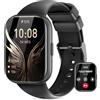 Miecgth Smartwatch Donna con ET/HRV/SIRI 1.75" TFT orologio smartwatch donna con Chiamate Bluetooth SpO2 Monitoraggio Ciclo IP68 Sonno Cardiofrequen Fitness Tracker iOS Android (Nero)