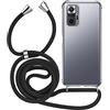 MyGadget Cover per Xiaomi Redmi Note 10 - Custodia con Corda - Case con Cordino Opaca Antiurto con Laccio | Tracolla - Practical Stylish - Nero Camouflage