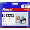 kamo LC-422 XL (confezione da 4) cartucce compatibili con Brother LC-422VAL LC422 LC-422XL - per MFC-J5340DW MFC-J5345DW MFC-J5740DW MFC-J6540DW MFC-J6940DW MFC-J5340DWE