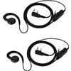 UAYESOK Walkie Talkie Auricolari tipo C 2 Pin Surveillance Cuffie con microfono PTT per Kenwood TK-250 Baofeng UV-5R UV-82 BF-888S Retevis TYT (2 pezzi)