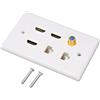Goshyda Piastra da Parete HDMI Coassiale Ethernet, 6 Porte 4K HDMI RJ45 Ethernet TV F Head Piastra da Parete Decorativa, 3 Porte HDMI X 2 Cat6 Ethernet X 1 Coassiale, per HDTV, Proiettori, Computer