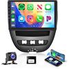 Podofo Autoradio Carplay per Peugeot 107/Citroen C1/Toyota Aygo, 10.1 Autoradio Touchscreen 2+64G con Wireless A-pple Carplay Android Auto, Bluetooth/Mirror Link/GPS/WiFi/FM+Telecamera posteriore