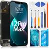 ARSSLY OLED Schermo per iPhone 12 PRO Max LCD Schermo per iPhone 12Pro Max A2342 A2410 A2412 A2411 LCD Display Touch Screen Assembly con Riparazione Kit(Nero, 6.7)